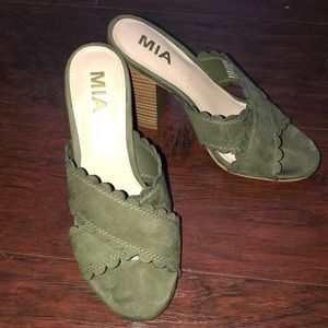 MIA olive green mule heels